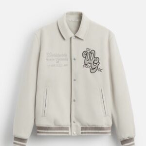 Zara Off-White Varsity Jacket